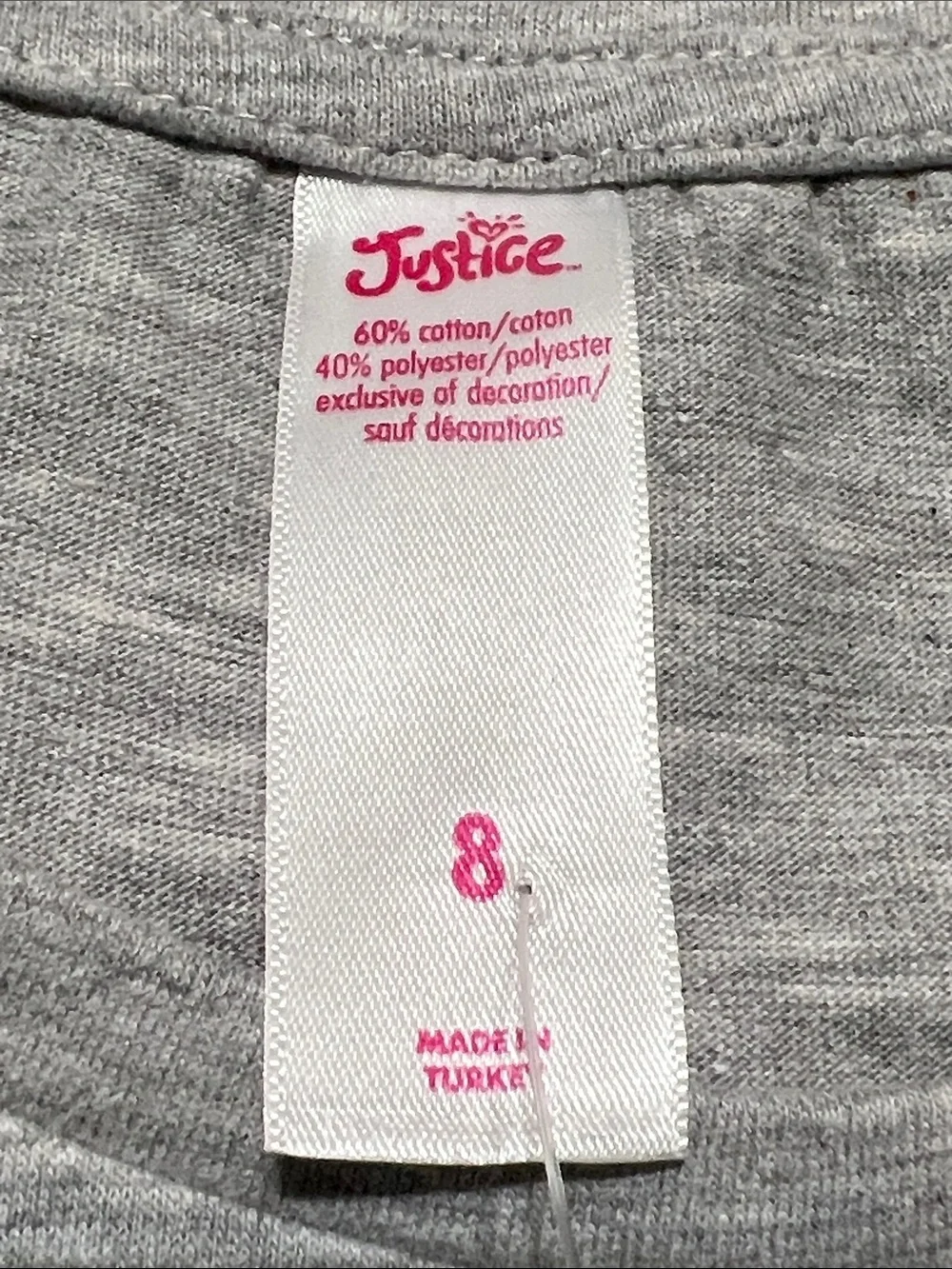 Justice Heather Gray Girl Code Graphic Tee Short Sleeve Crewneck Girl’s Size 8